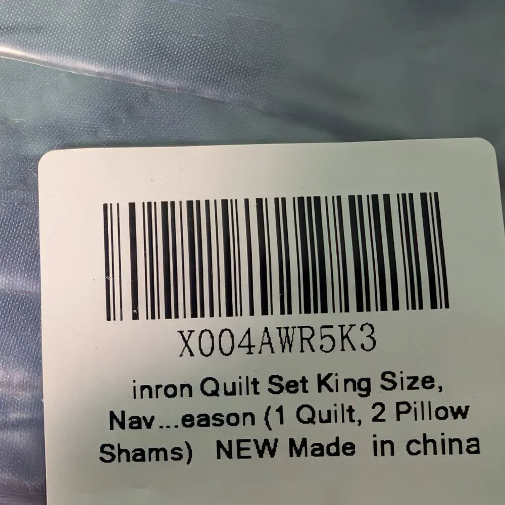 Inron King‎ Size Blue Quilt & 2 pillow Shams